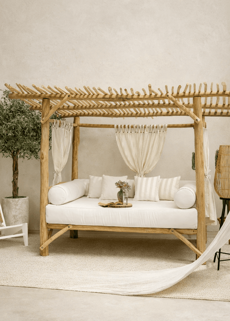 Sutris outdoor sofa bed in teak wood