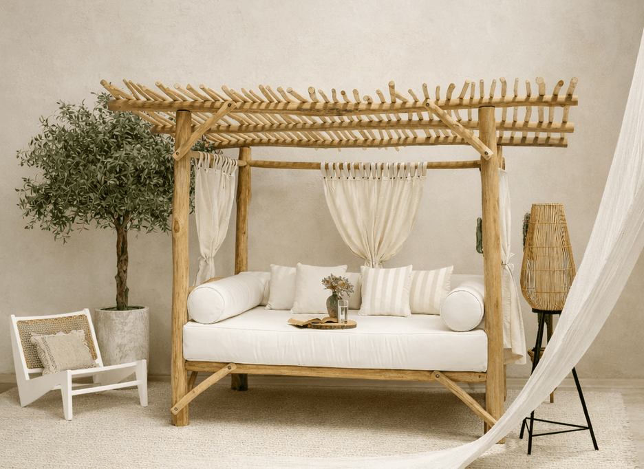 Sutris outdoor sofa bed in teak wood