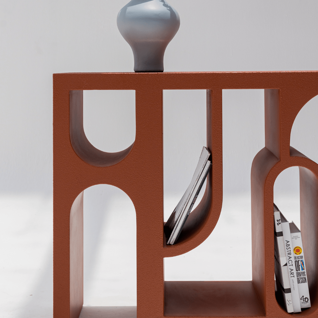 Textured MDF console table side view