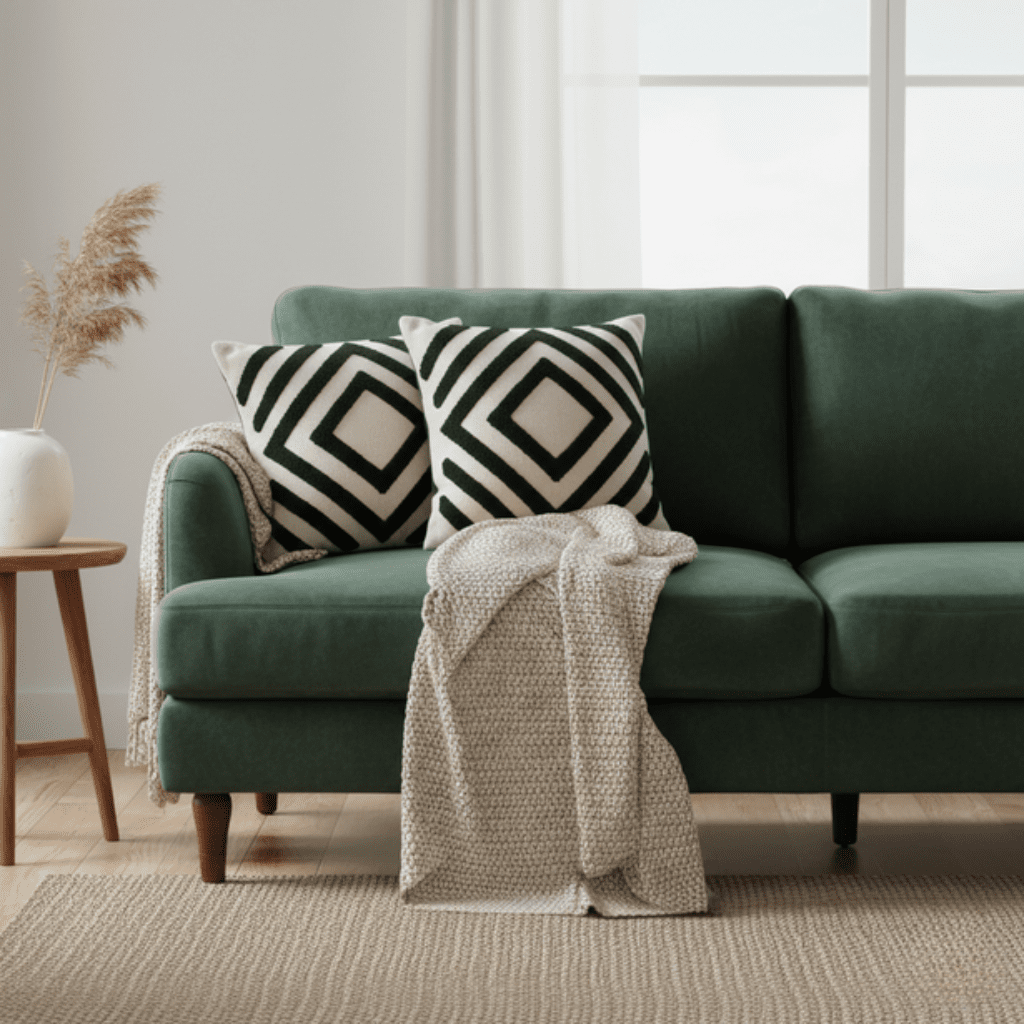 منشفة مربعة ووسادة سوداء