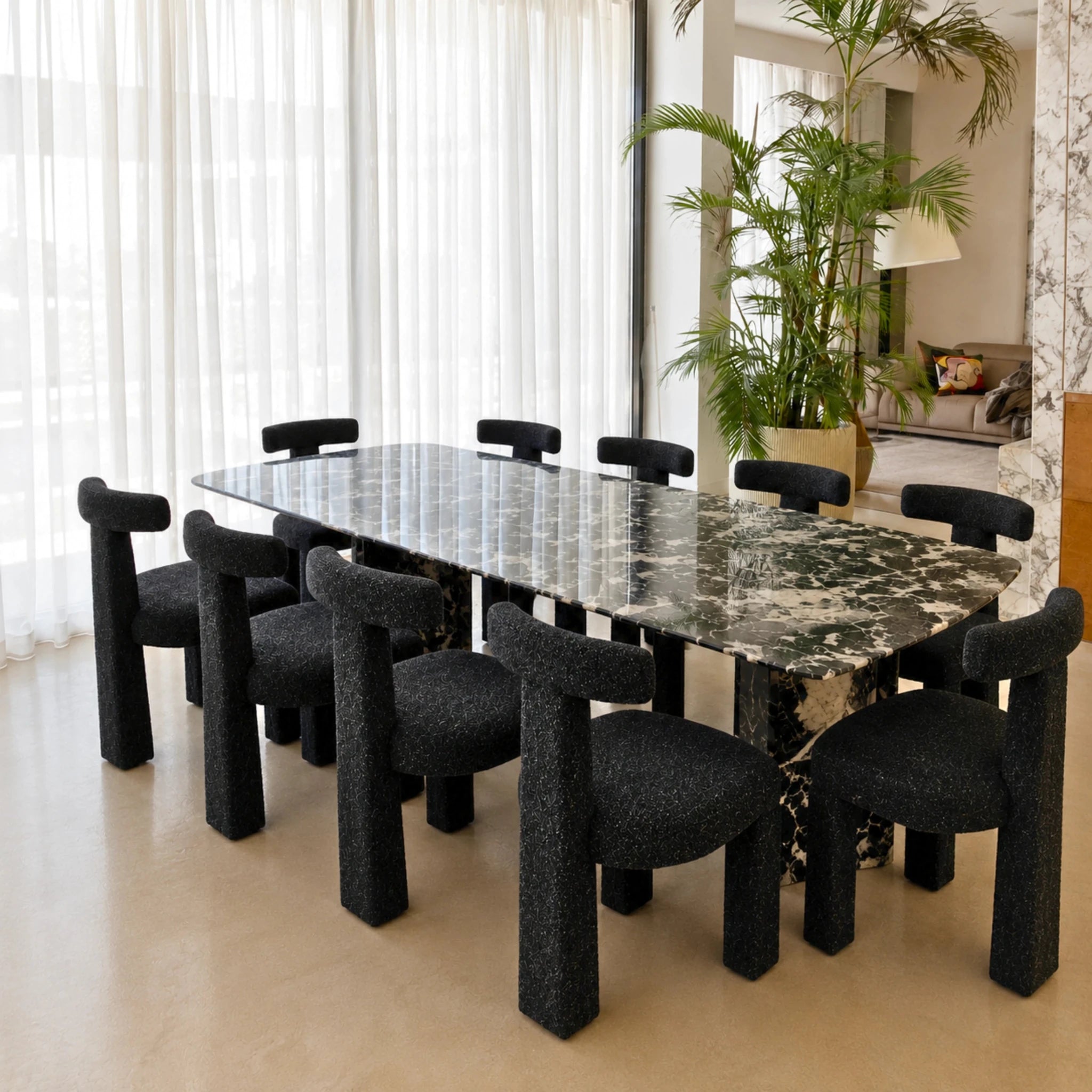Anne curved upholstered dining chair, view 3