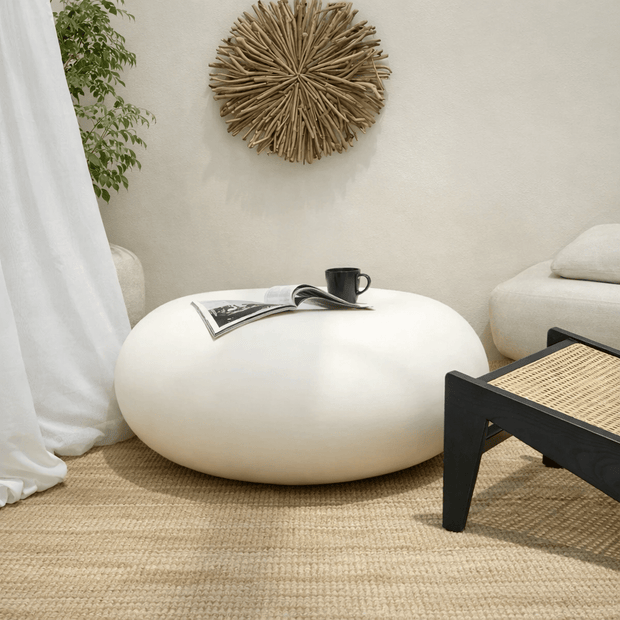 Clinton Round Stone-Look Coffee Table