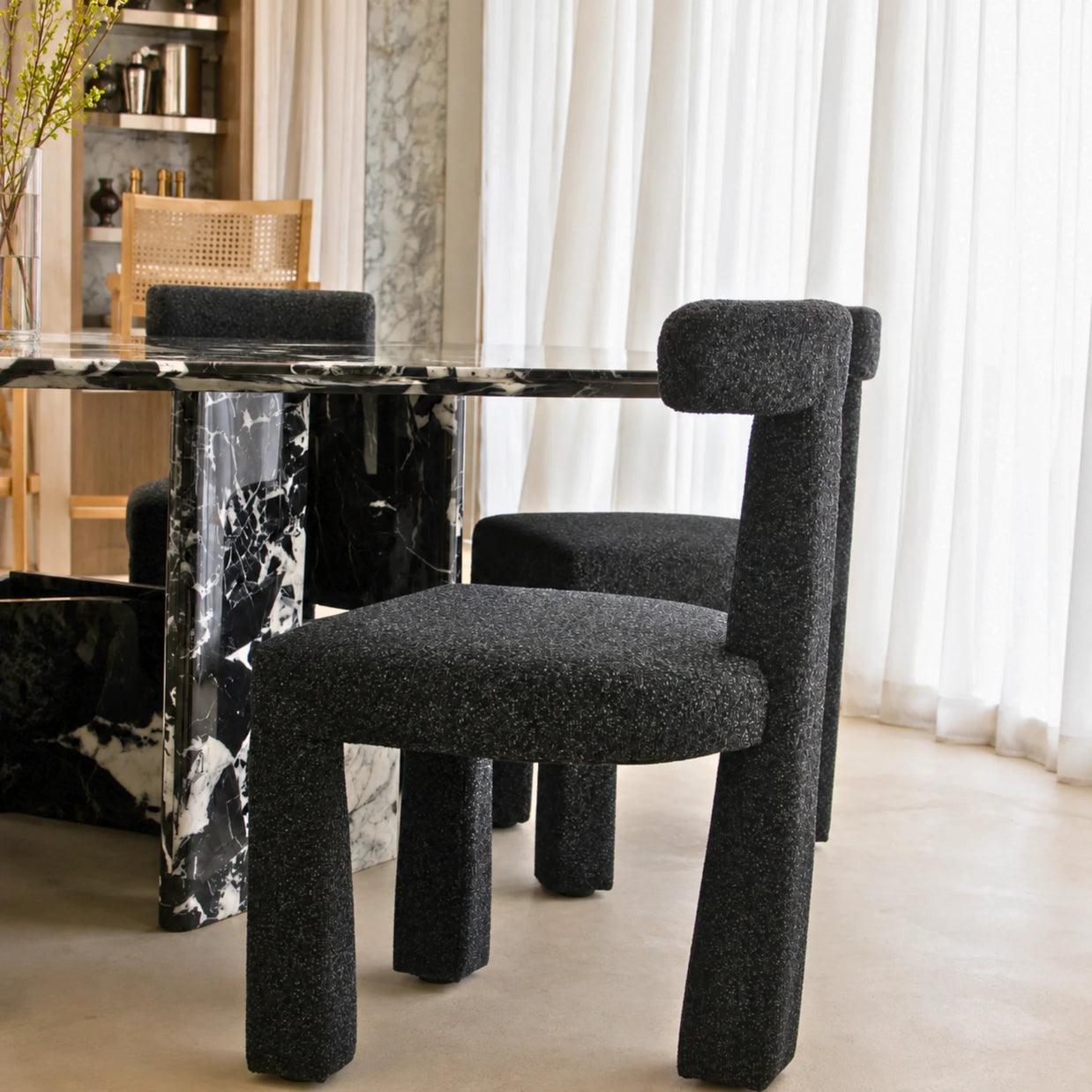 Anne curved upholstered dining chair, view 2