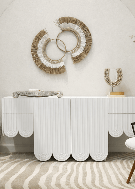 Freya sideboard with curved design and contemporary white finish