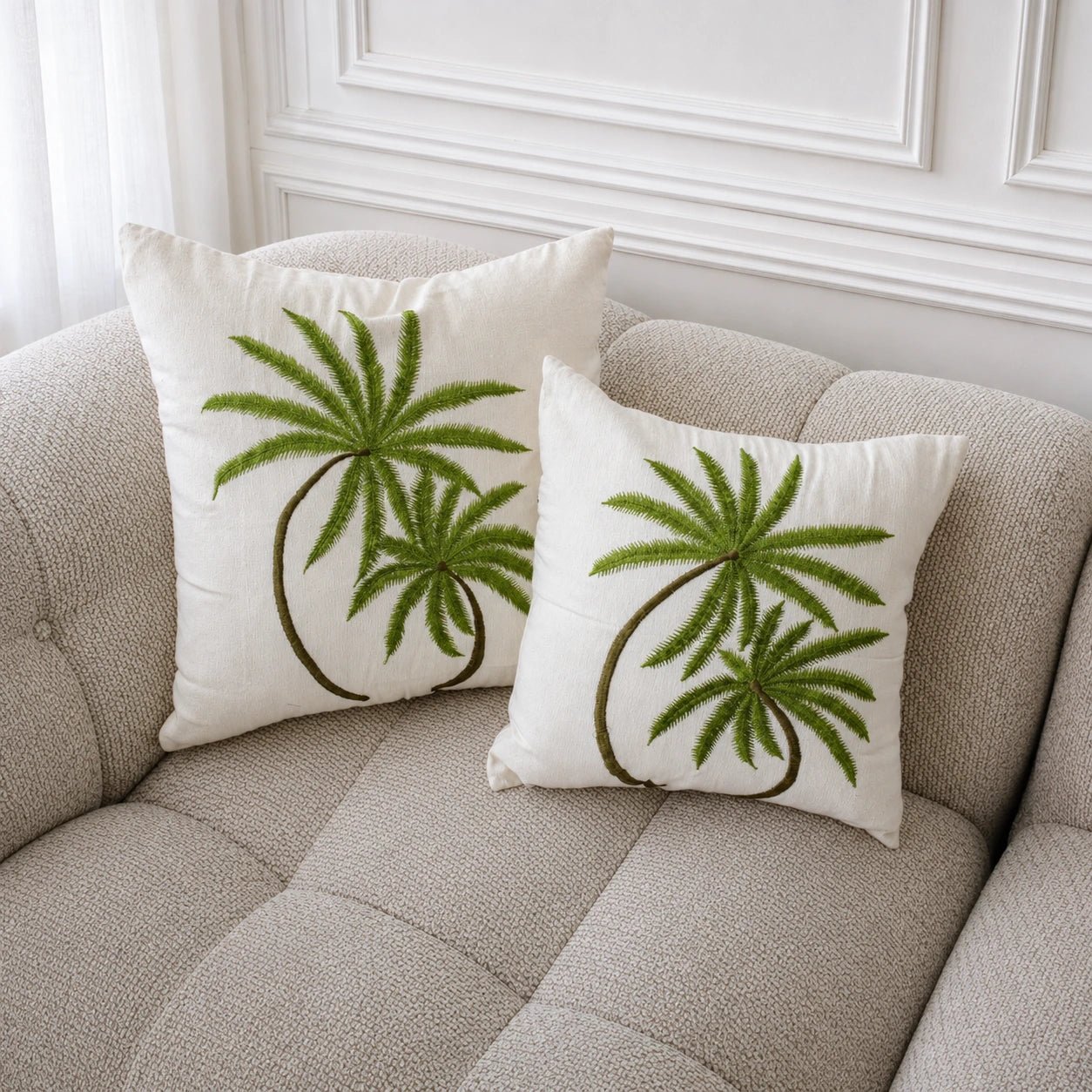 Juki green palm cotton cushion, view 5