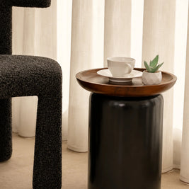 Donald side table with Suar wood tray top, view 5