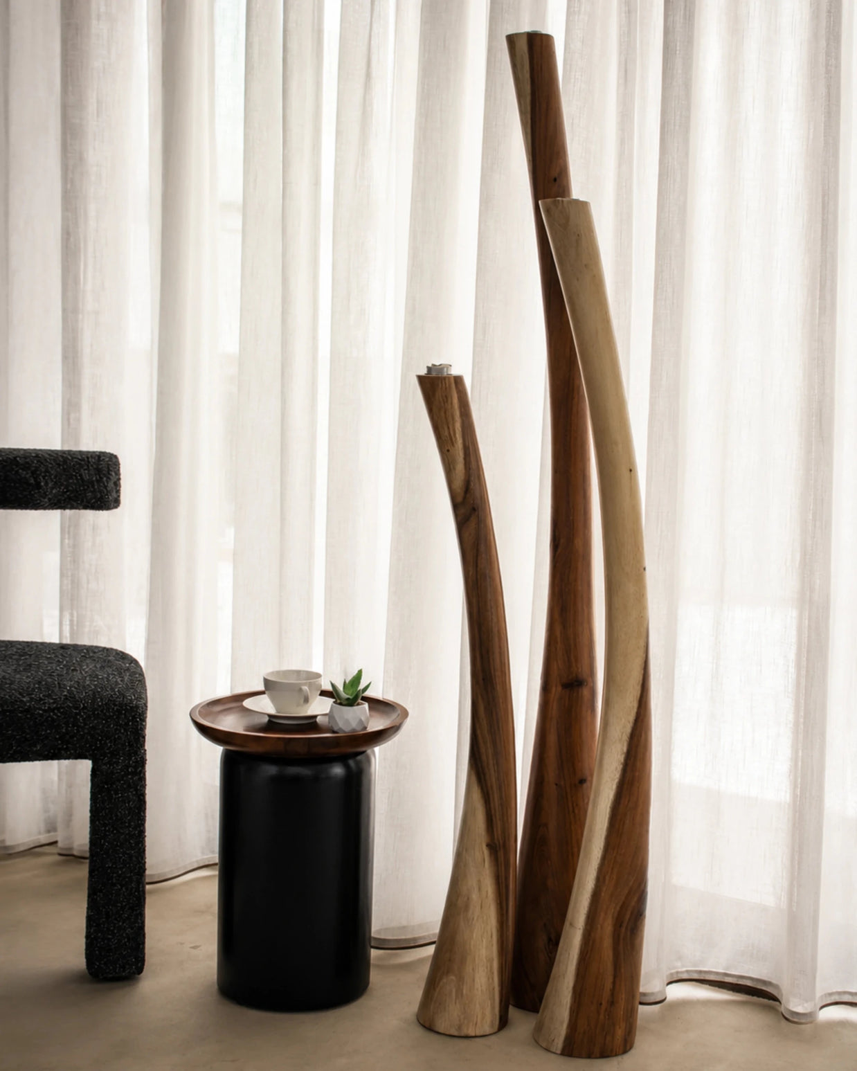 Donald side table with Suar wood tray top, view 6