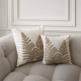Pakis khaki fern cotton cushion, view 3