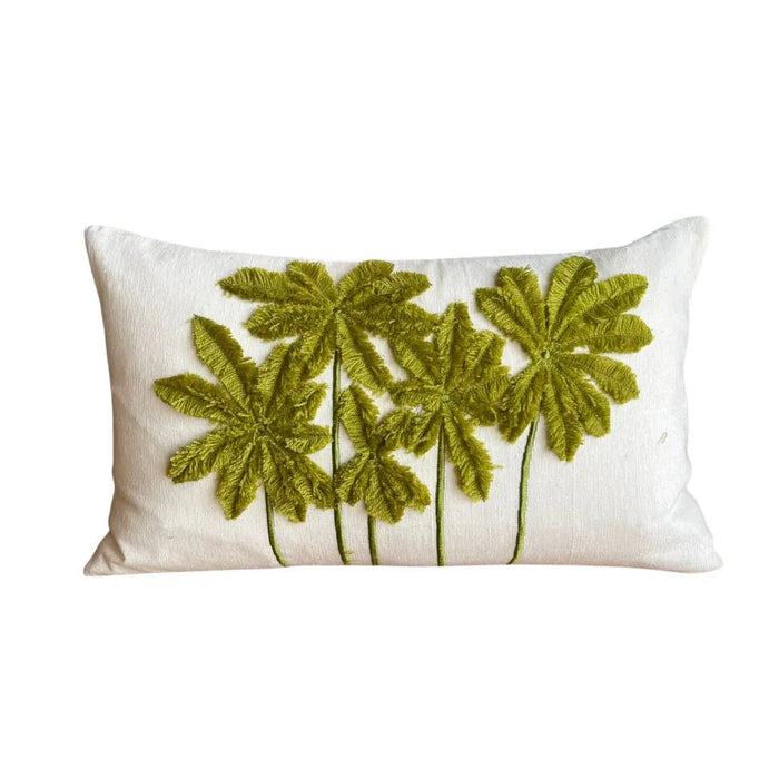 WOOL GREEN PALM CUSHION