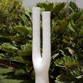 مزهرية أرضية شيفرون عاجية