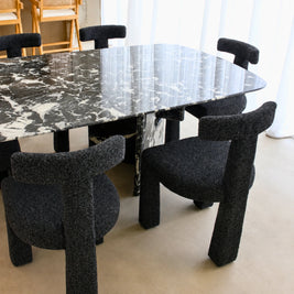 Anne curved upholstered dining chair, view 6