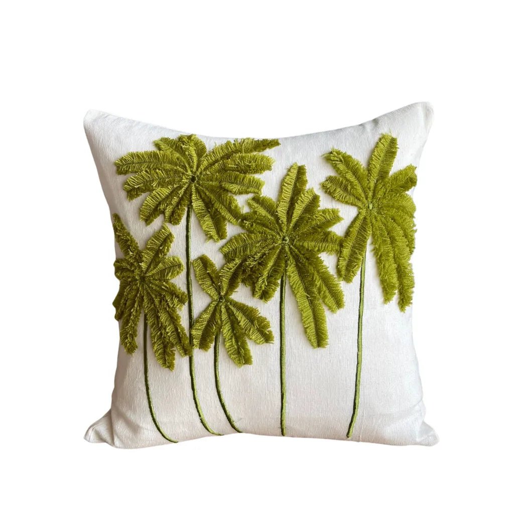وسادة من الصوف الأخضر بنقشة نخيل