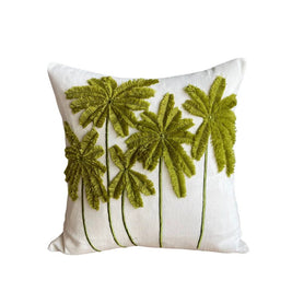 وسادة من الصوف الأخضر بنقشة نخيل