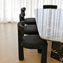 Anne curved upholstered dining chair, view 7