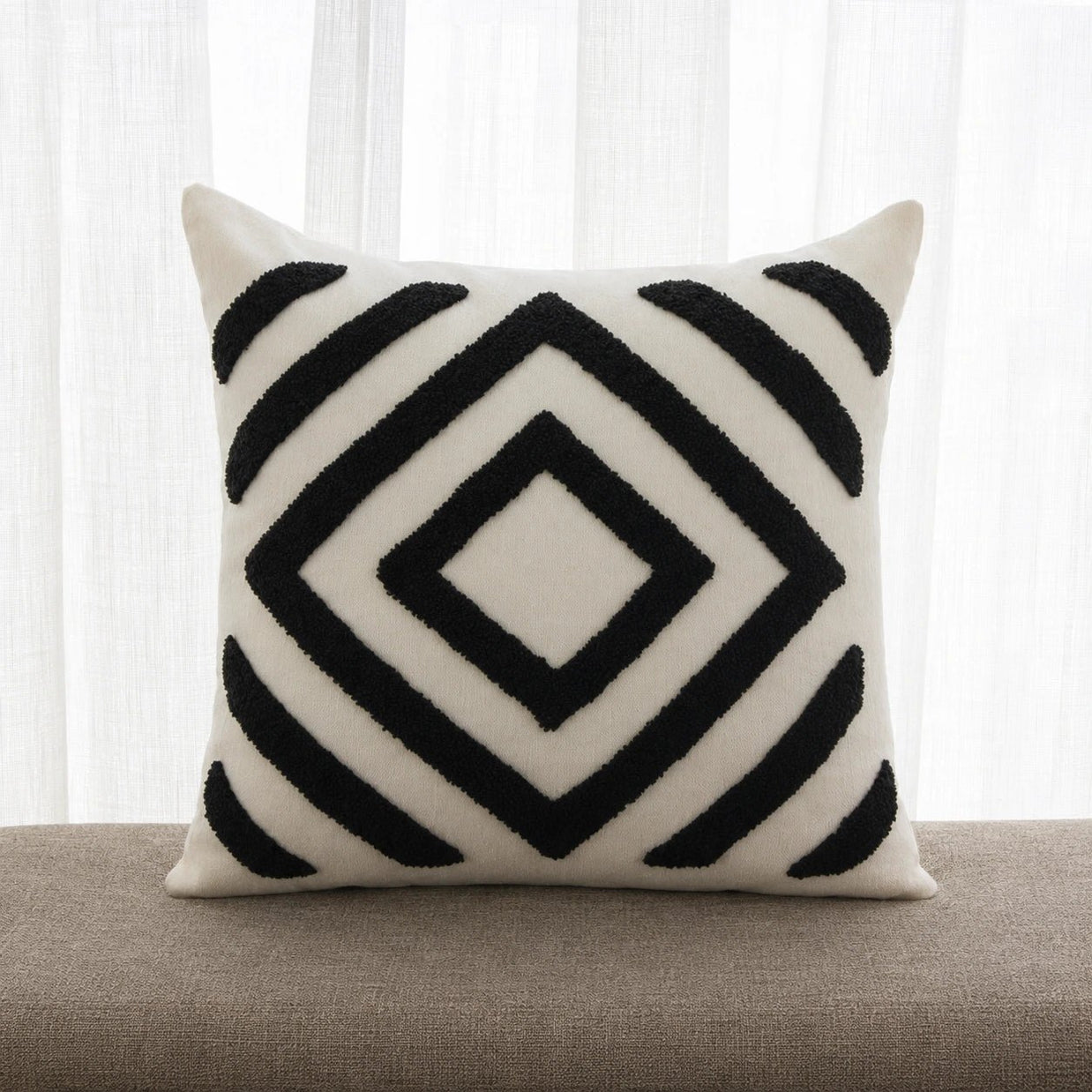 Square towel black cotton cushion, view 2