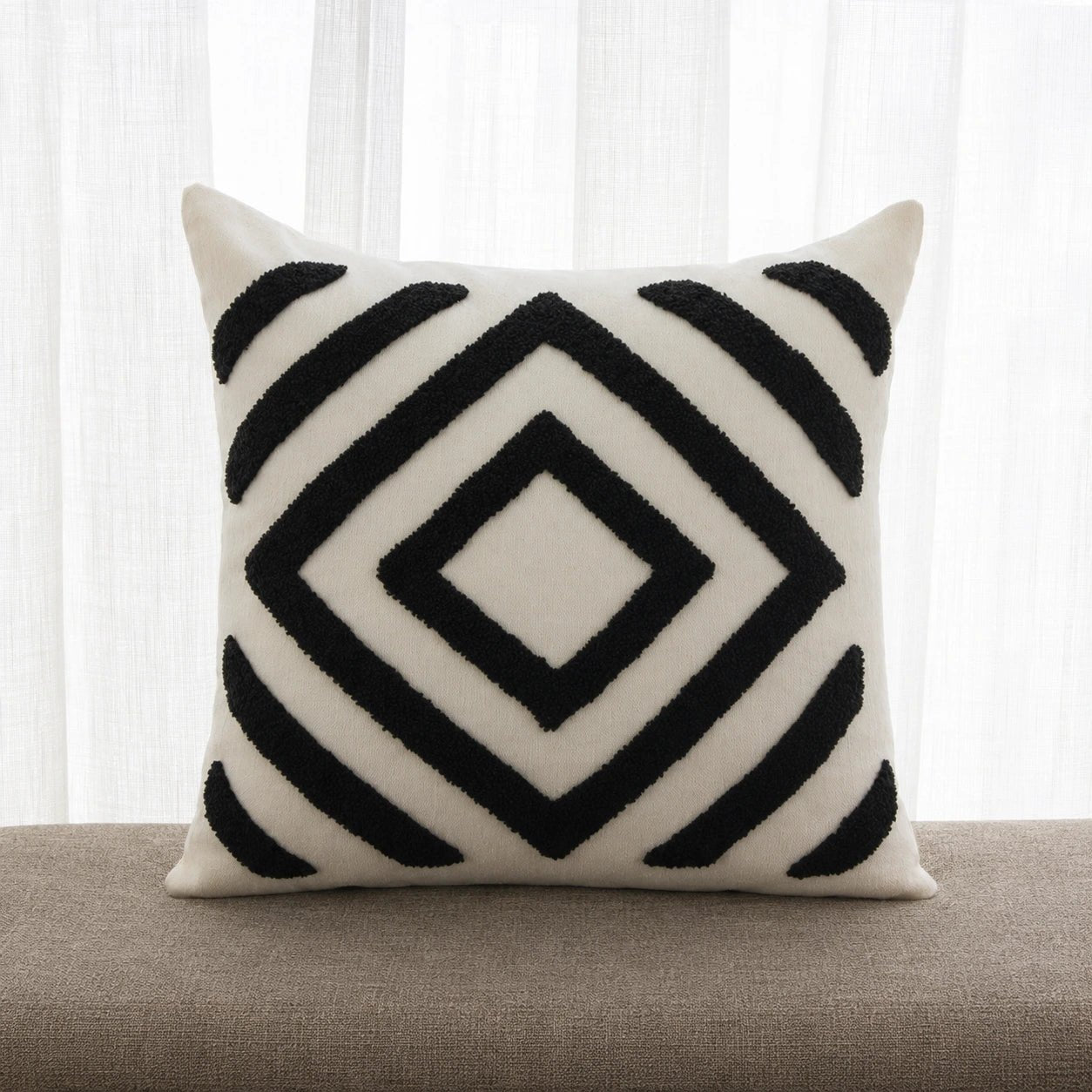 Square towel black cotton cushion, view 2