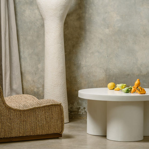 Orion coffee table round GRC white front view