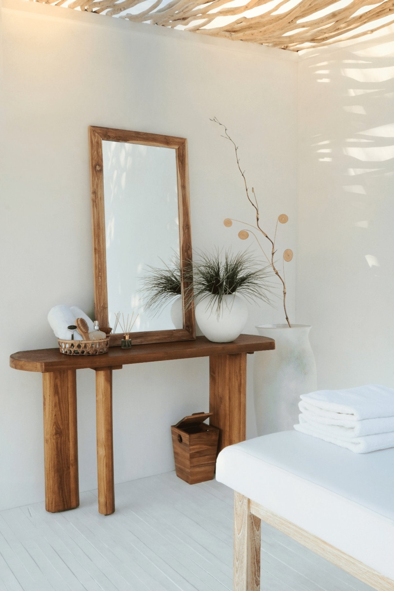 Barito Console with minimalist teak wood design and clean lines
