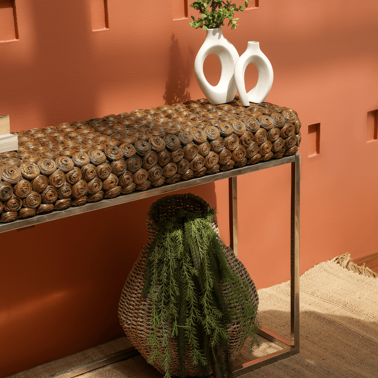 Contemporary stainless steel console table design
