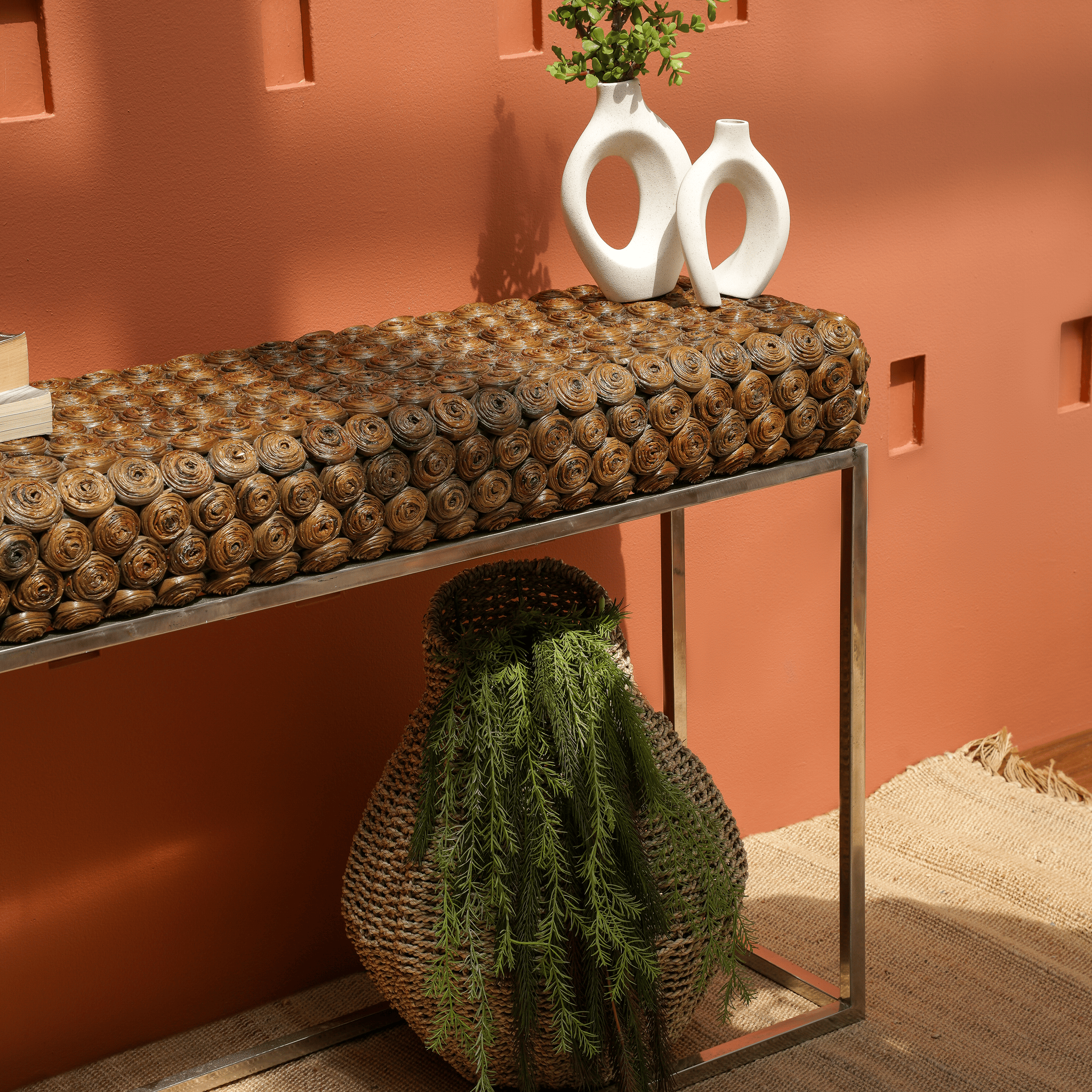 Contemporary stainless steel console table design