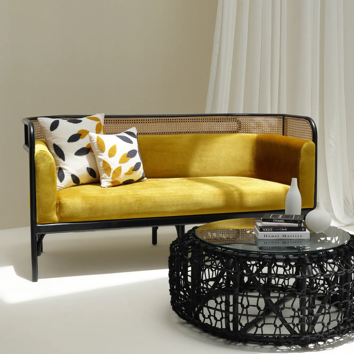TAYLOR SOFA WITH RATTAN