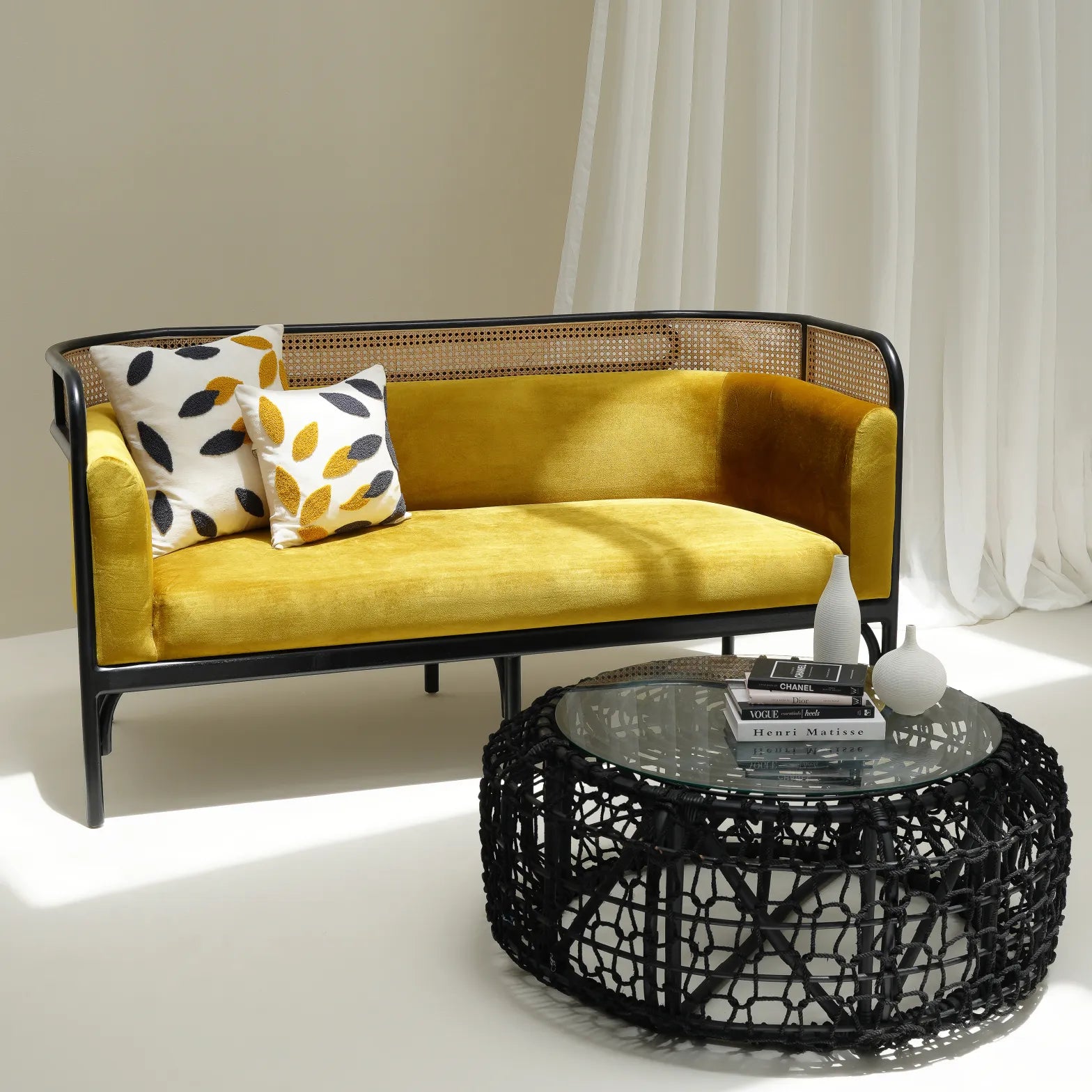 TAYLOR SOFA WITH RATTAN