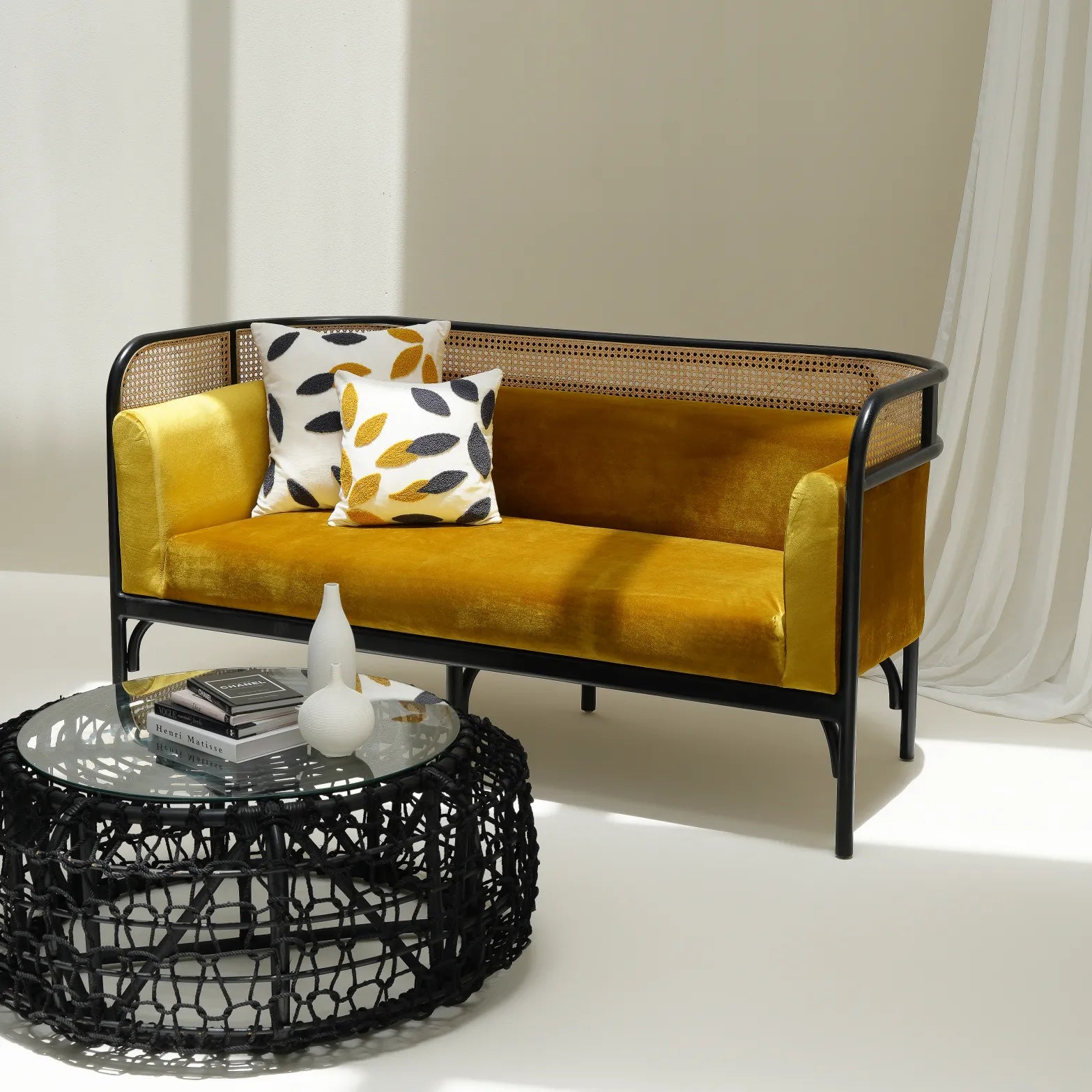 TAYLOR SOFA WITH RATTAN