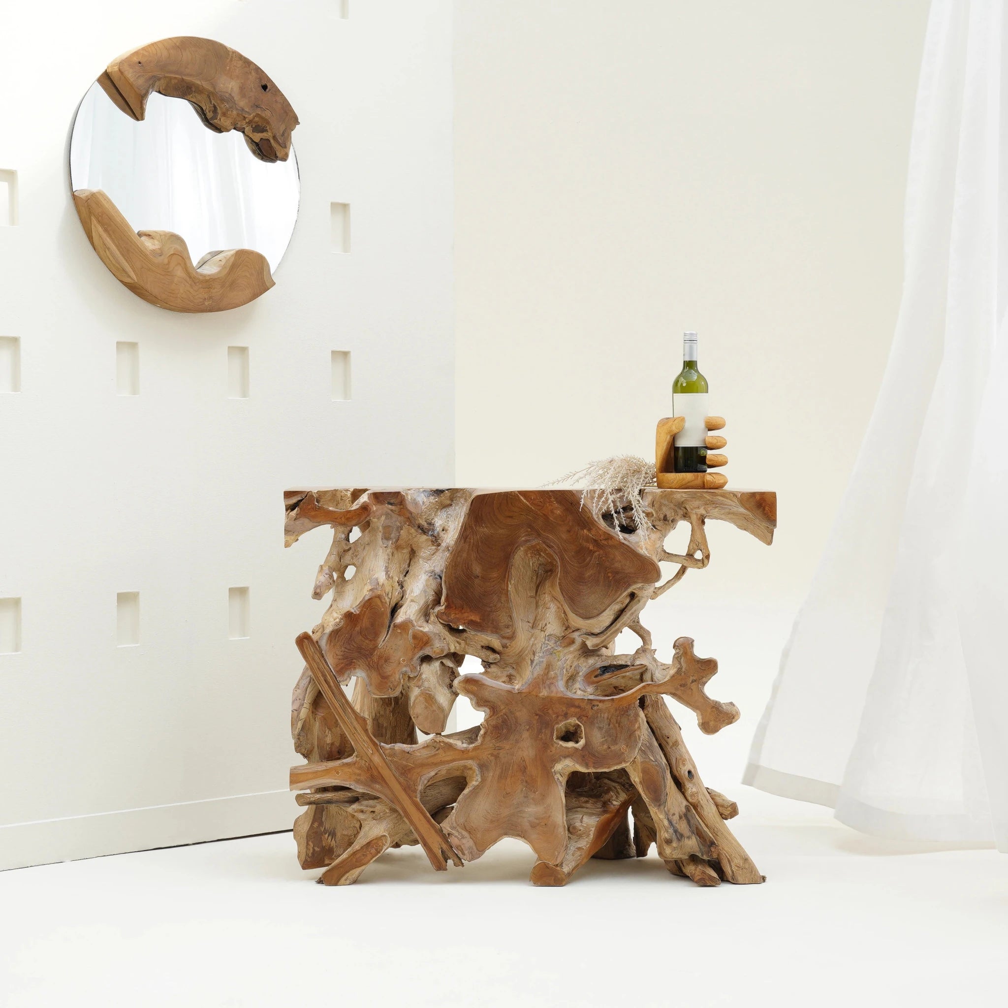Java teak root console table, view 2