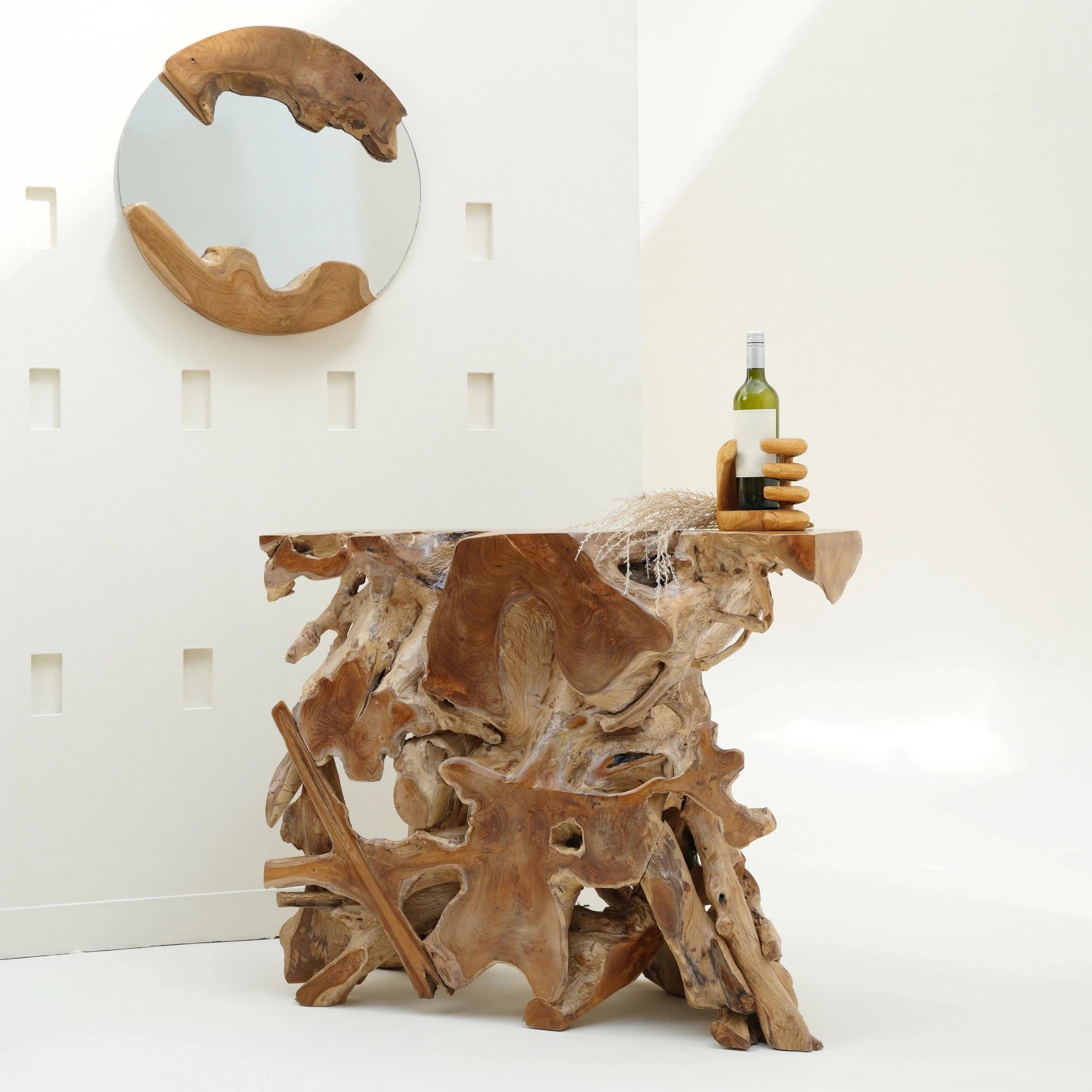 Java teak root console table, view 5