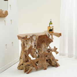 Java teak root console table, view 6