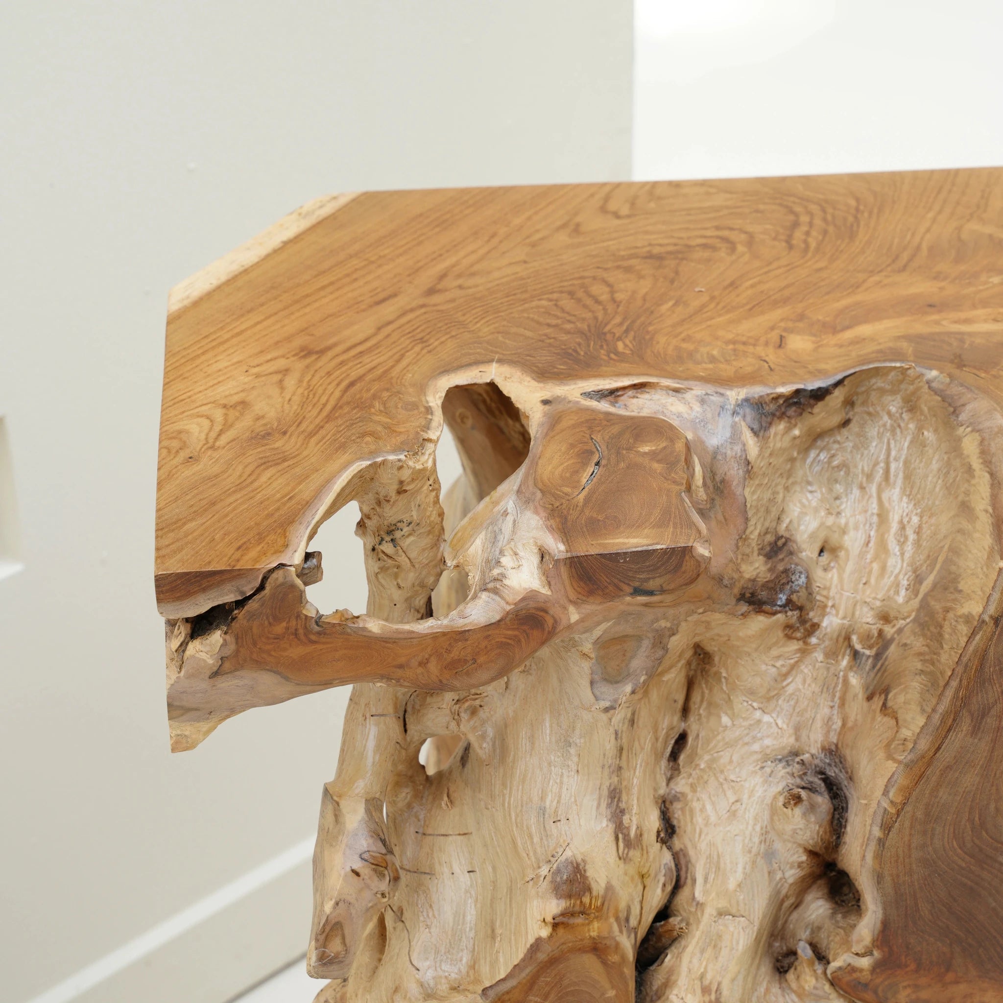 Java teak root console table, view 3