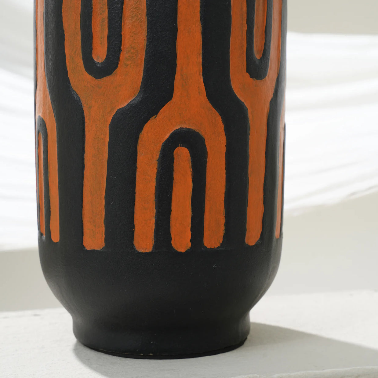 PRIMITIVE VASE-ORANGE AND BLACK