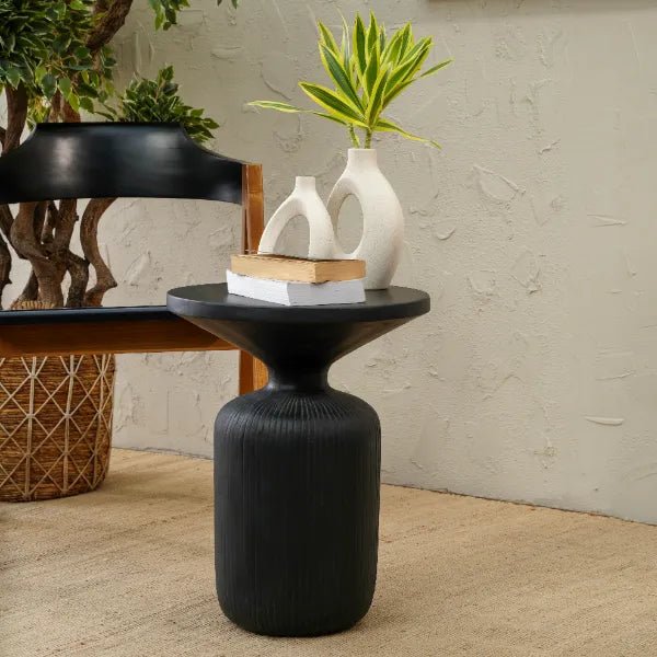 Sienna accent side table in white GRC, view 4
