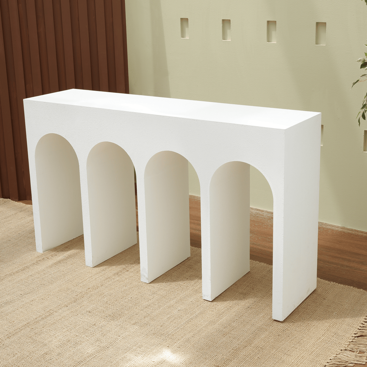 Modern console table with sculptural arches
