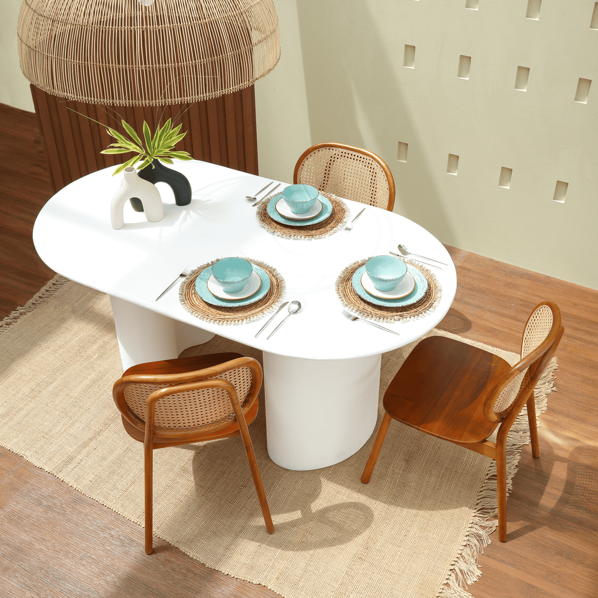 Micro Dining Table Annabelle Oval Micro Cement Dining Table | Modern Dining Table UAE ...