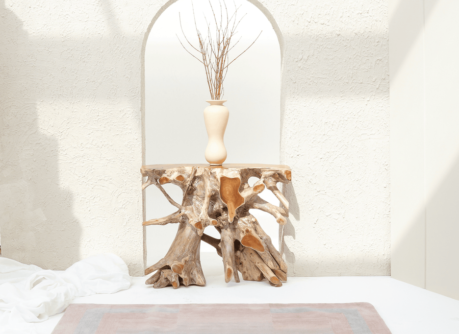 Ombre Horizon hand-tufted rug in blush, sage and slate