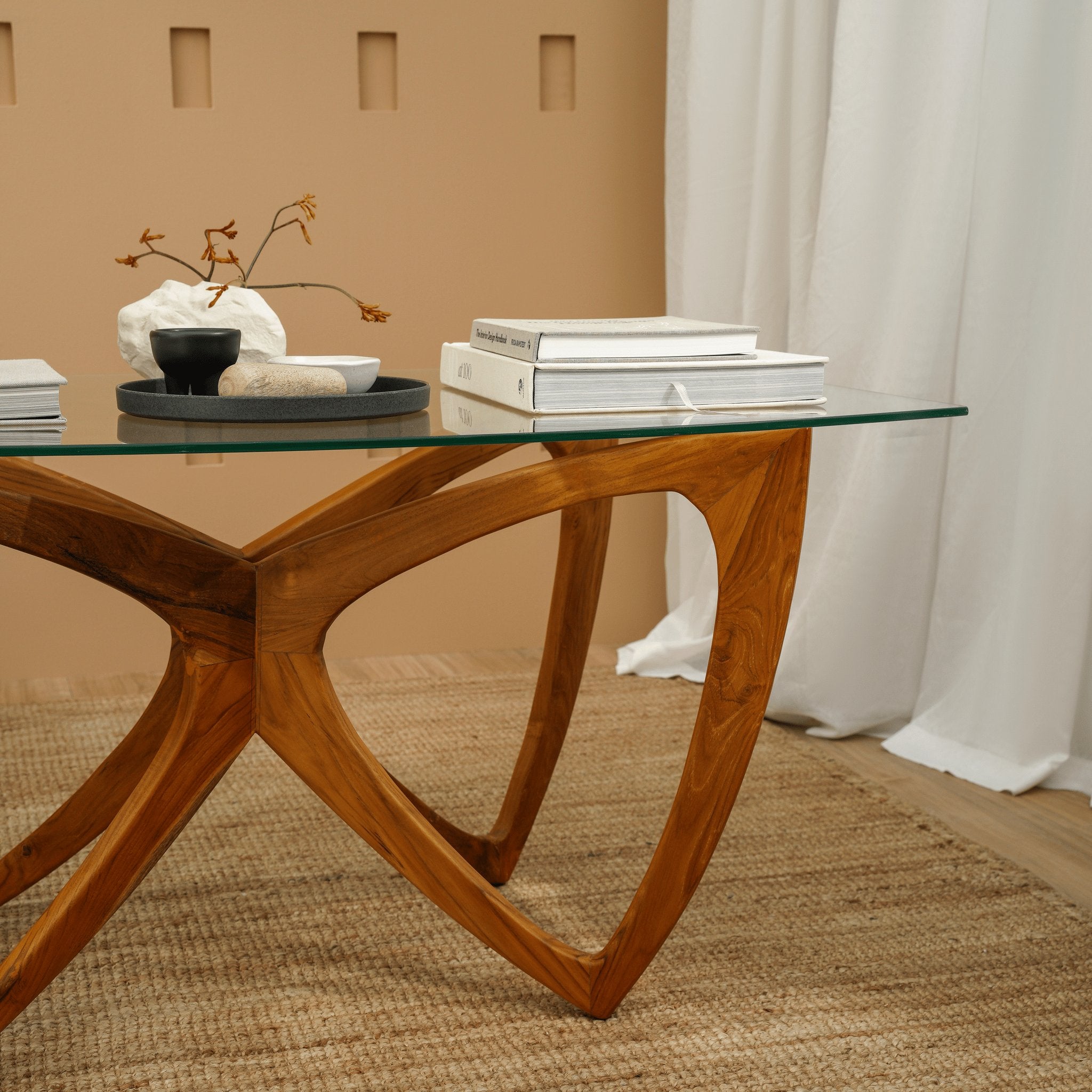 Natural teak coffee table contemporary design