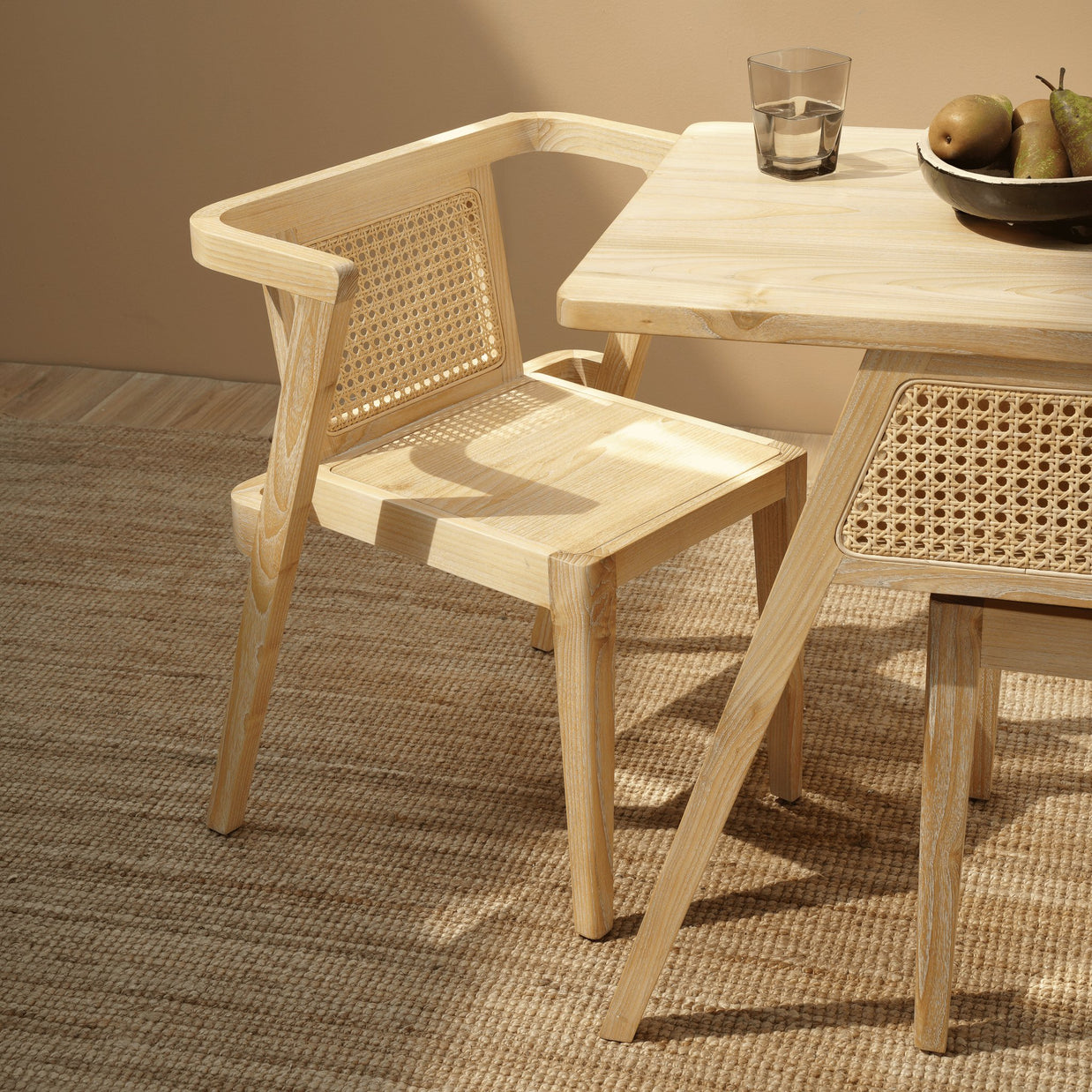 Compact white wash dining table set for small spaces