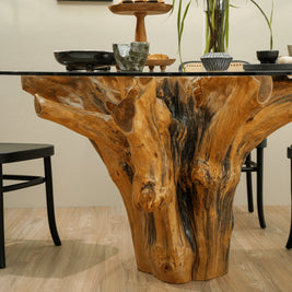 Luxury teak root dining table for UAE homes