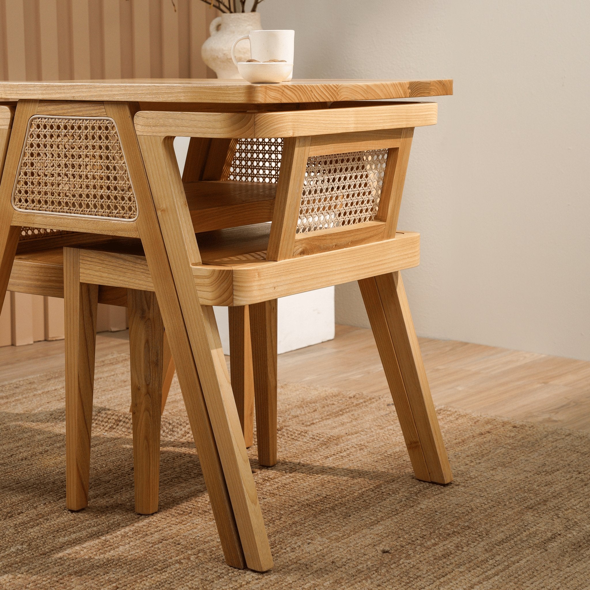 Kohi dining table chair storage detail