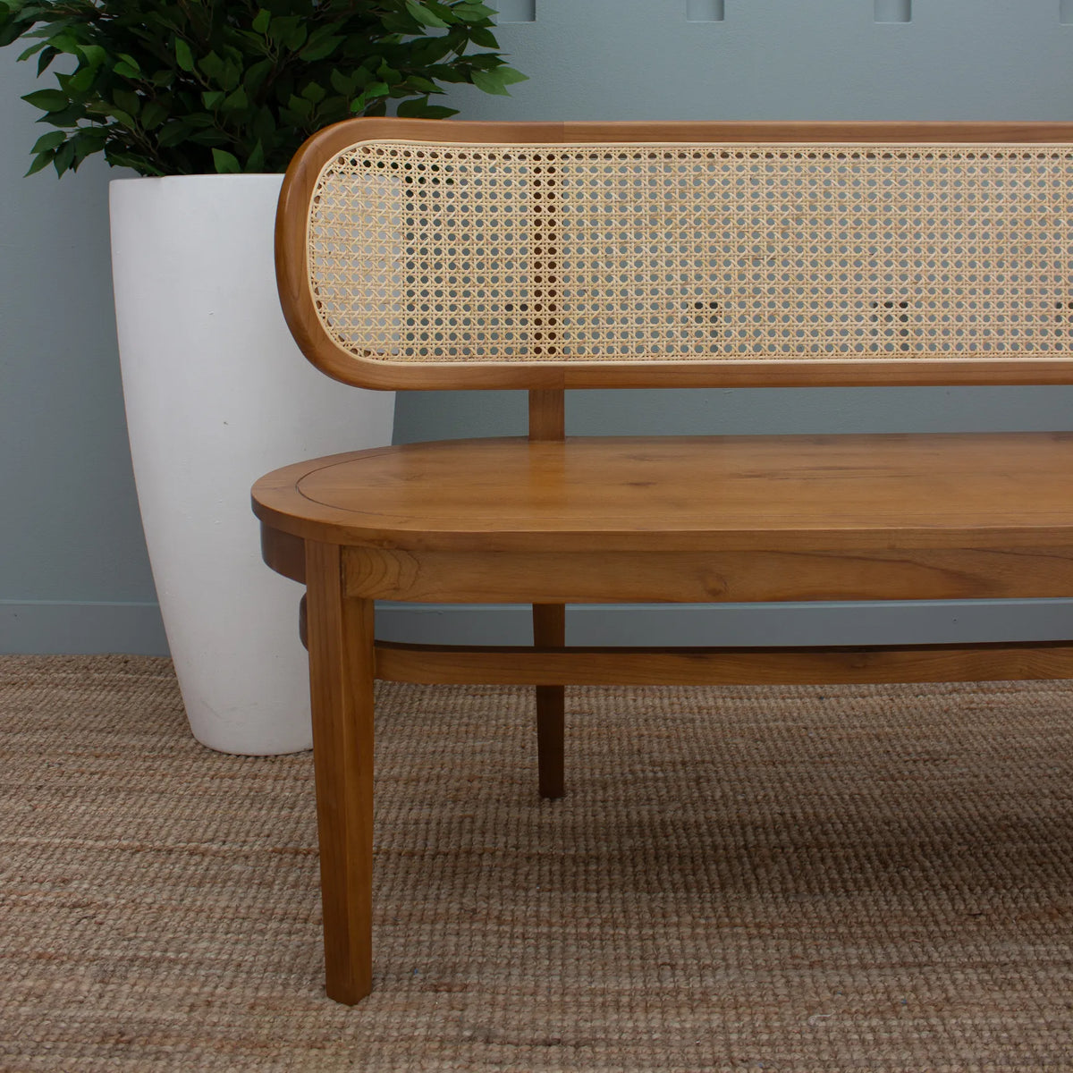 Small Rounded Ratan Bench MAGDA RATTAN BENCH/WOOD CULTURE/TEAK WOOD – Wood Culture