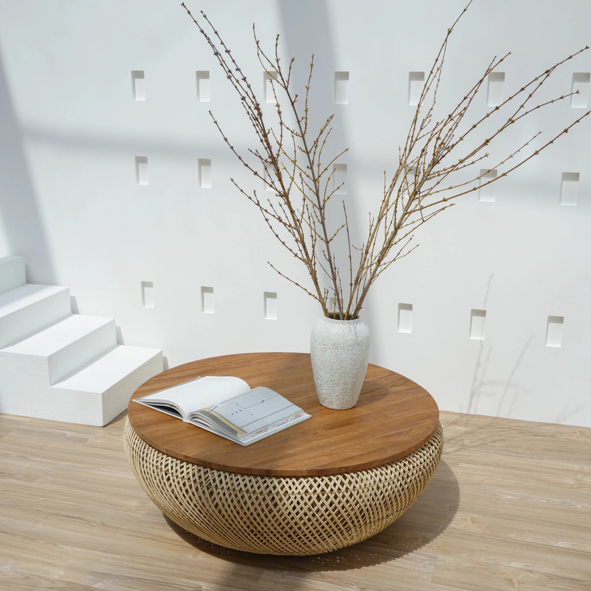INAYA COFFEE TABLE WITH WICKER BASE