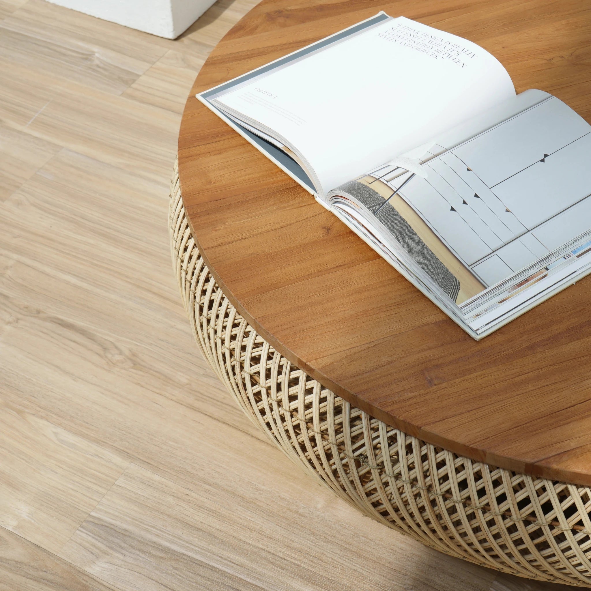 INAYA COFFEE TABLE WITH WICKER BASE