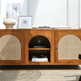 Mewah TV console with open shelving and concealed cable management