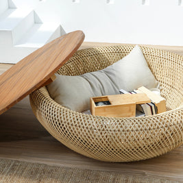 INAYA COFFEE TABLE WITH WICKER BASE