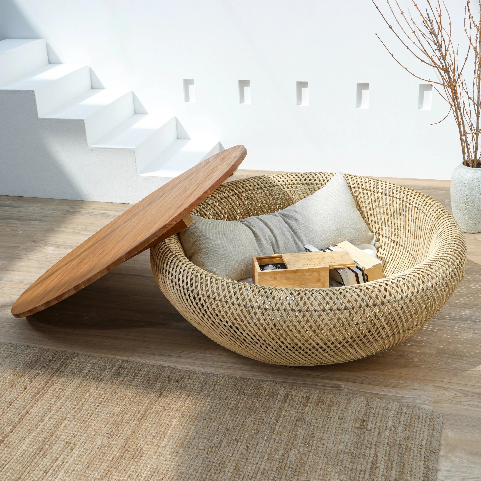 INAYA COFFEE TABLE WITH WICKER BASE