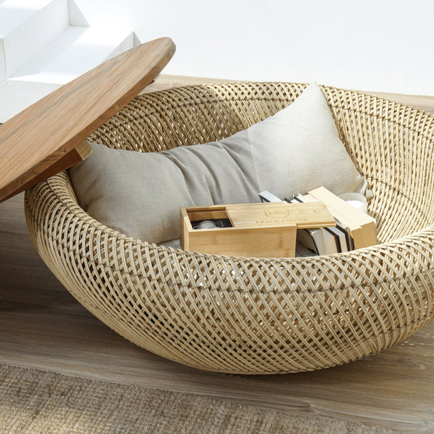 Wicker base coffee table with removable top
