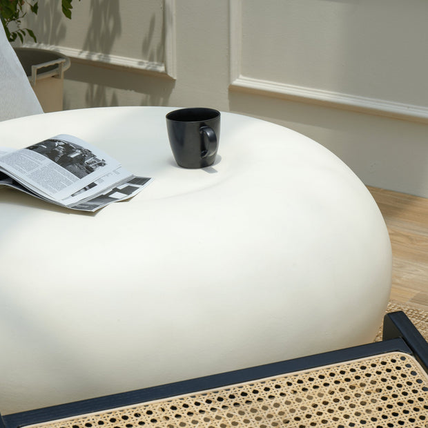White round coffee table MDF stone finish