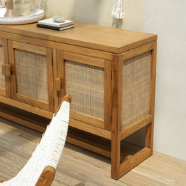 Modern teak and rattan sideboard furniture for living room