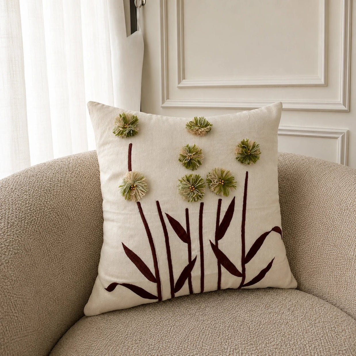 Sunflower cotton cushion, view 4